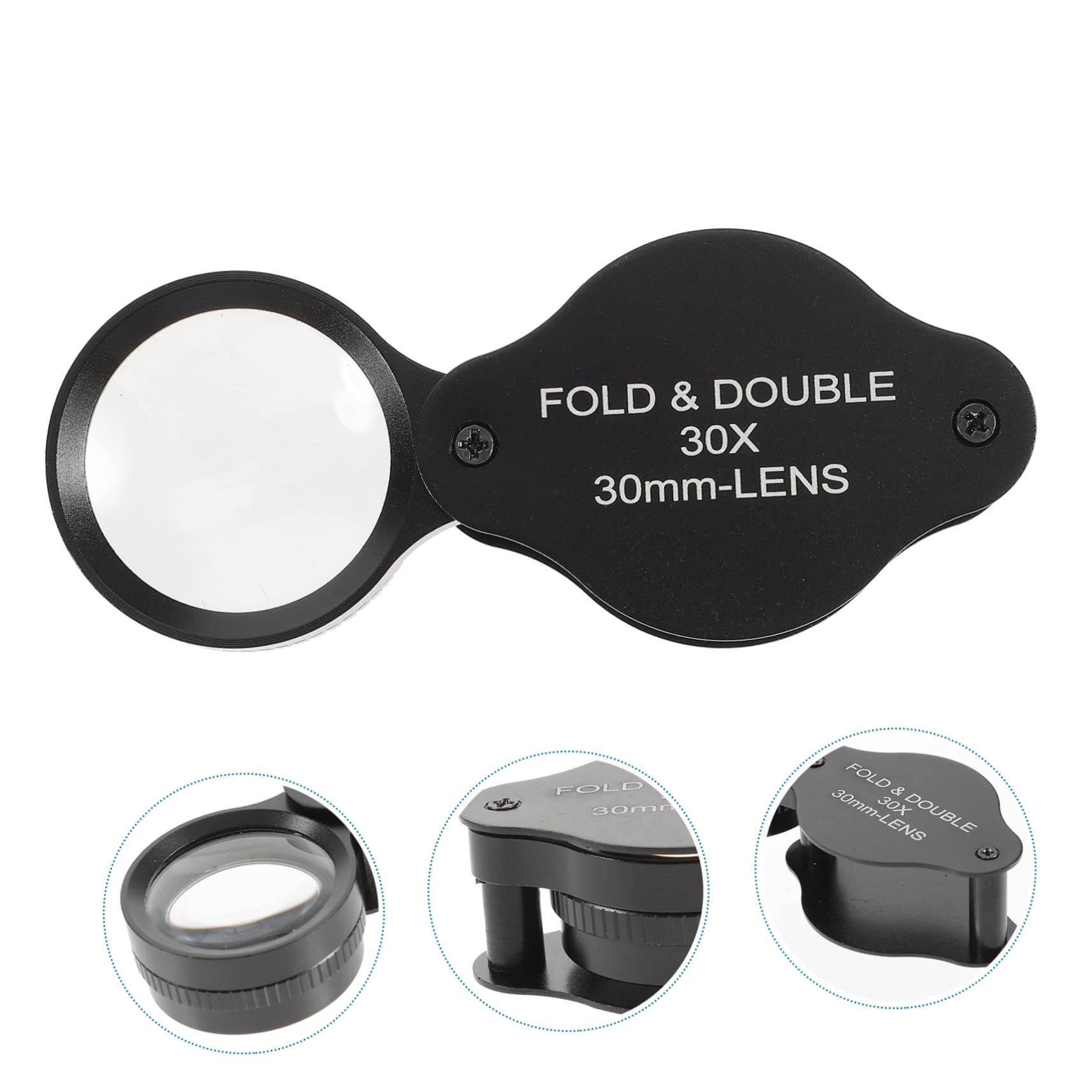 FRCOLOR 4 Stück Faltbare Lupe vergrößerter Spiegel Leselupe für Buch Faltlupe Schmucklupen Seitenlupe lupenglas vergrößerungsglas Magnifier tragbare Lupe Handlupe Aluminiumlegierung Black