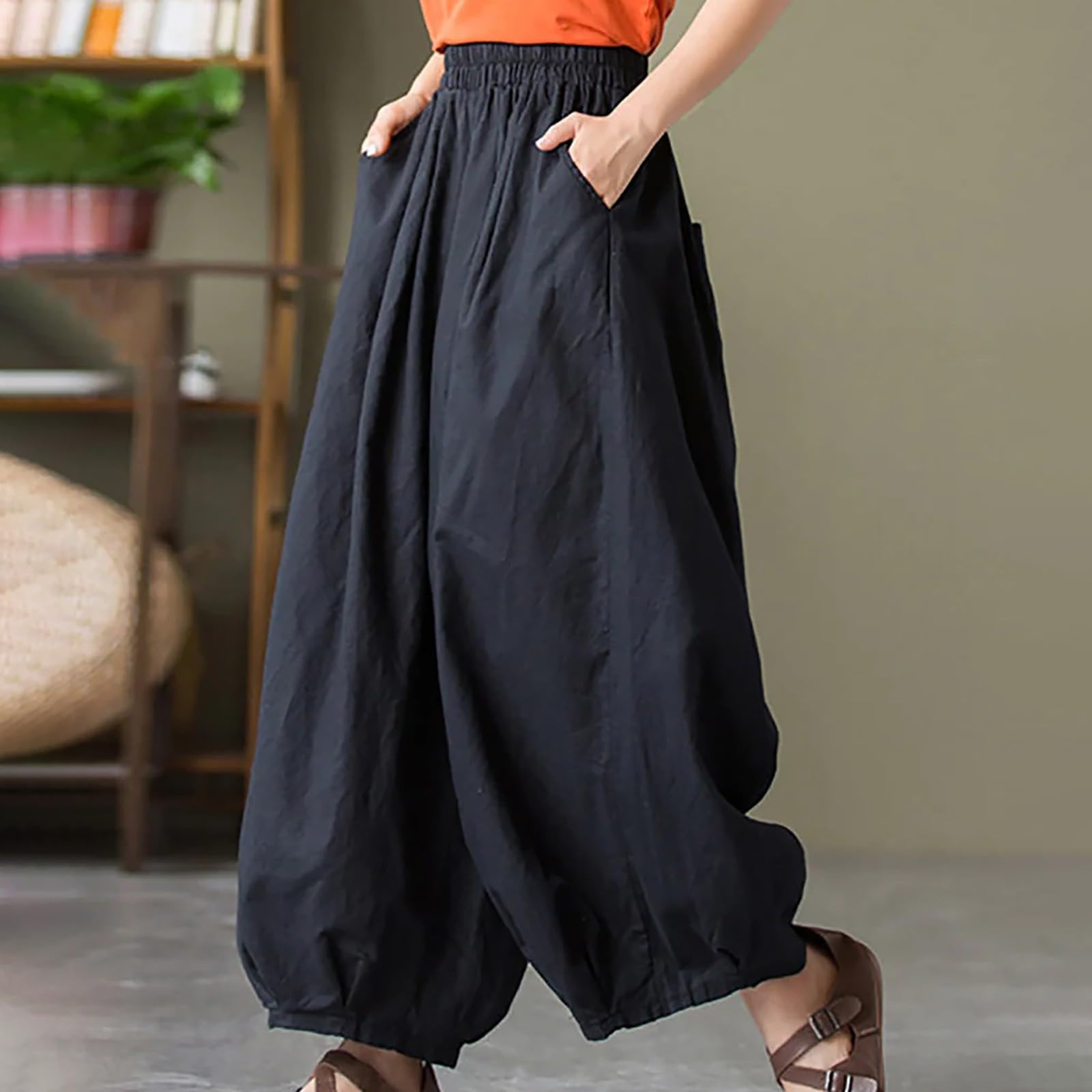 Prime of Day 2024 Angebote Outdoor Hosen Für Damen Capri Damen Sommerhose Angebote des Tages Heute Herren Hose Kurz Baumwolle Freizeithose Aus Eisseide Blickdichte, Schwarze Leggings