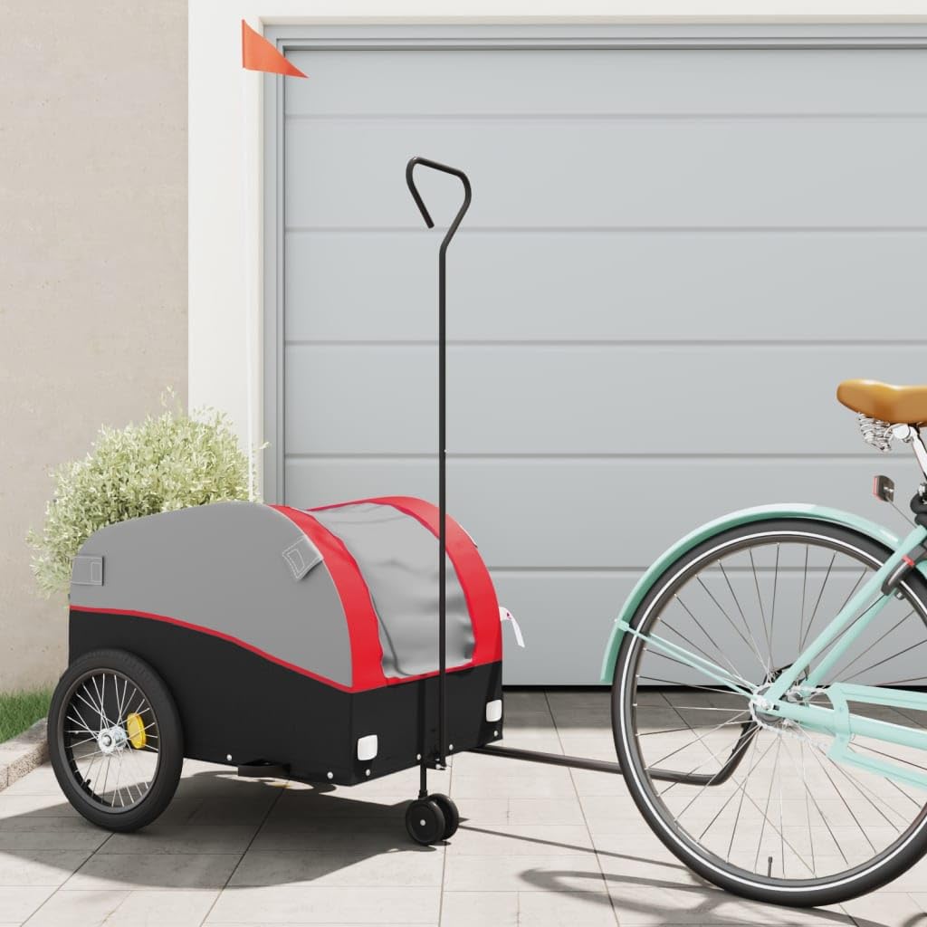 ShGaxin Fahrradanhänger Schwarz und Rot 45 kg Eisen, Fahrrad Anhänger, Lastenanhänger, Handwagen, Fahrrad-lastenanhänger, Lastenfahrrad - 94146