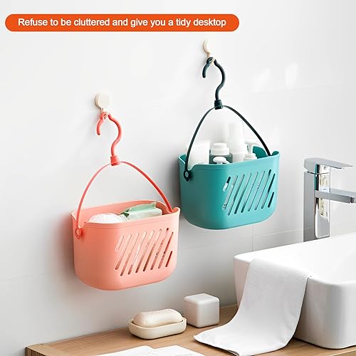 Miniatura 3 de Organizador de ducha colgante de plástico para colgar de 2 piezas, cesta de almacenamiento portátil con gancho para el hogar, organizador de ducha