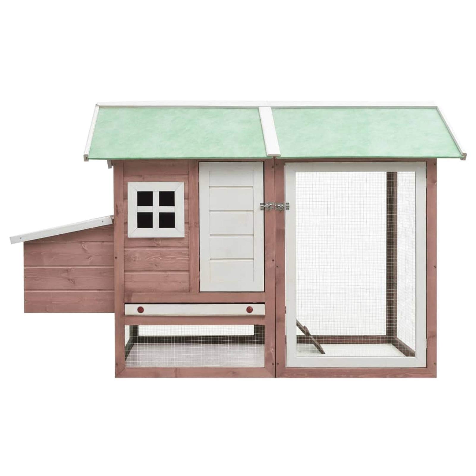 Homgoday Jaula para pollo, 170 x 81 x 110 cm, madera maciza de pino y abeto, gallinero y corral, gallinero, jaula de aves de corral para gallinas, patos, conejos, perros, jaula de aves de corral