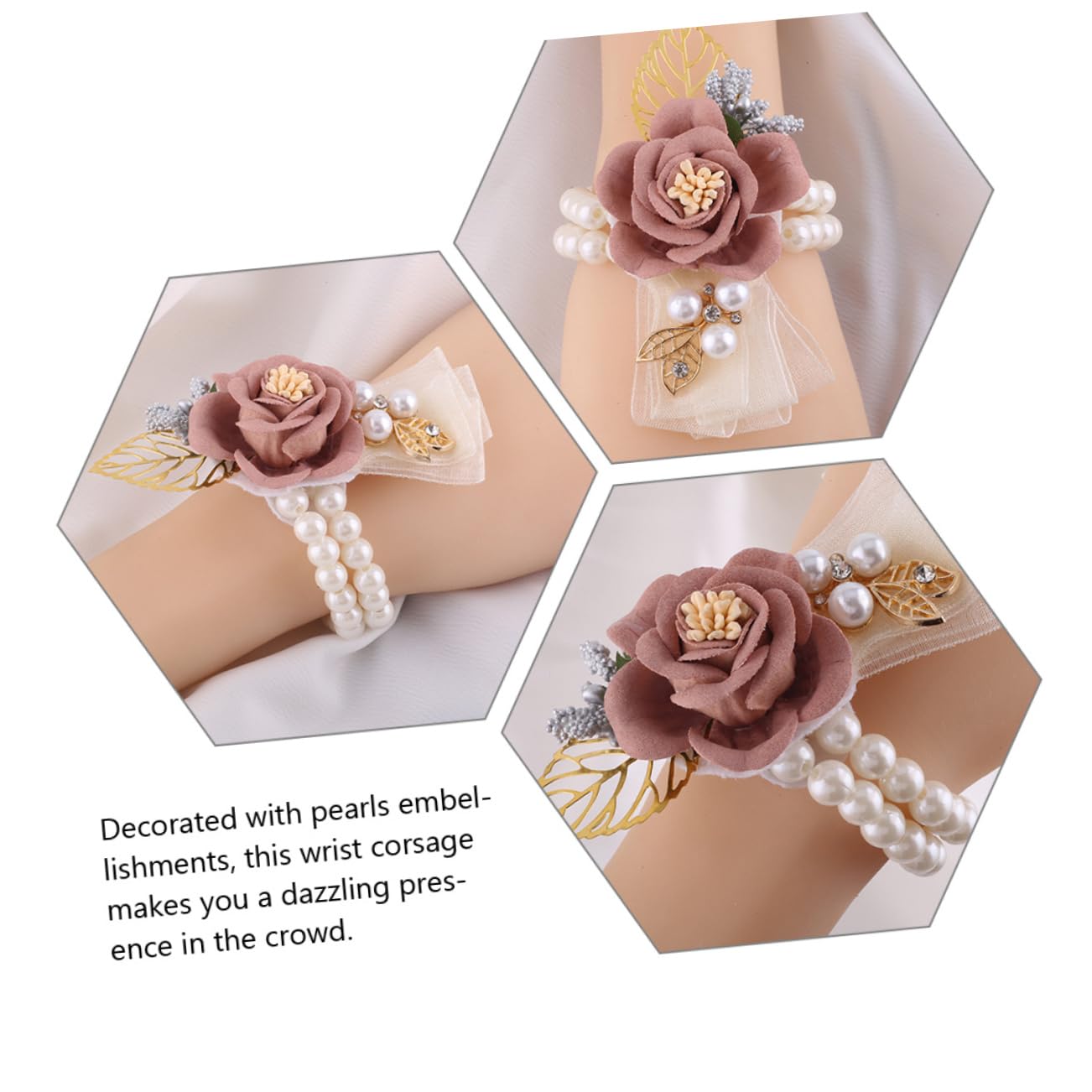FOMIYES Bracciale Sposa con Artificiali Corsage per Matrimonio Adatto per Sposa e Damigelle Accessorio per Cerimonie e Speciali