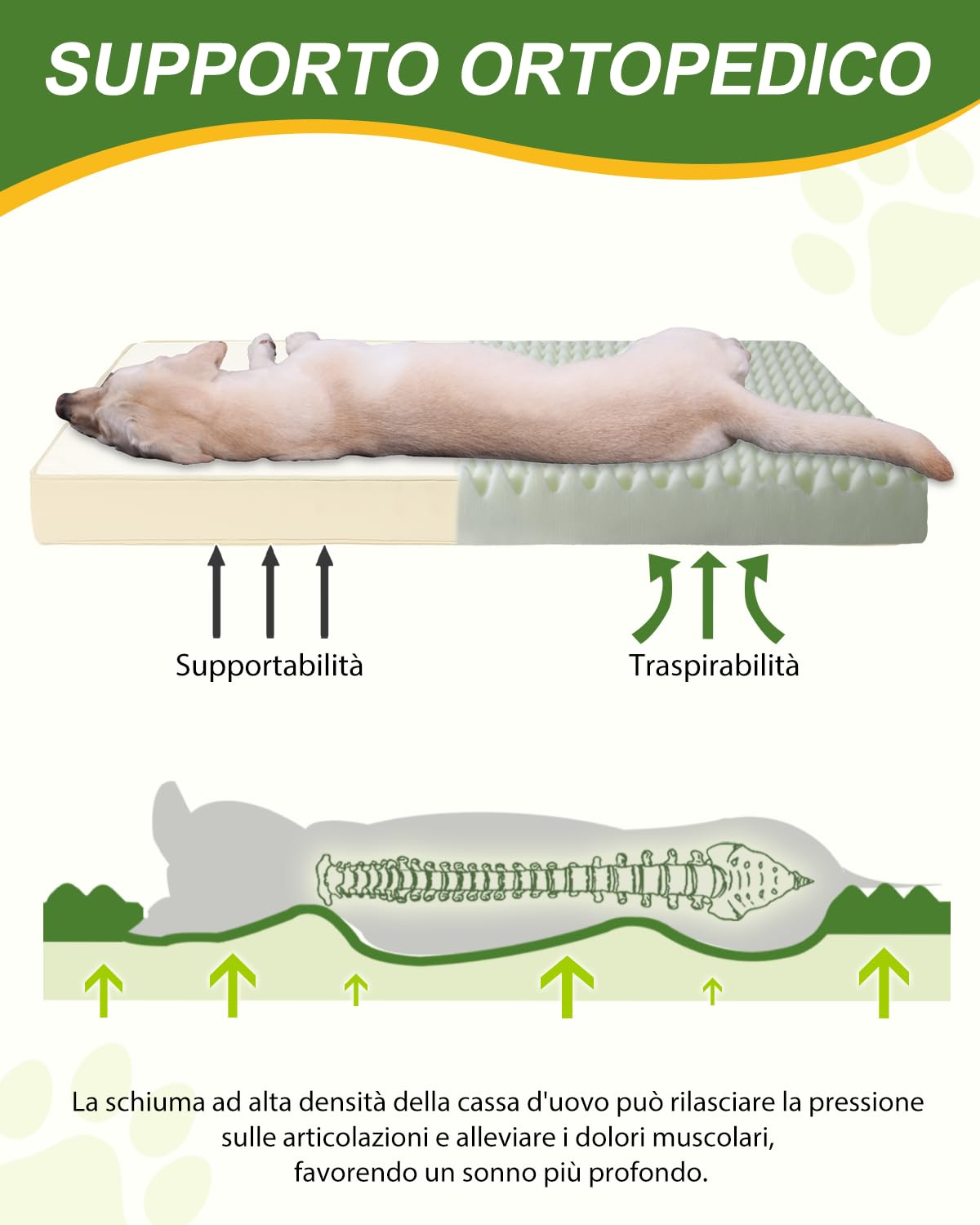 Favodormir Impermeabile Cuccia Cane Interno ed Esterno,Ortopedica Cuscino Cane in Ecopelle,Sfoderabile e Lavabile,Materassino per Cani Taglia Grande, Letto per Cani,Beige,104x68x8cm