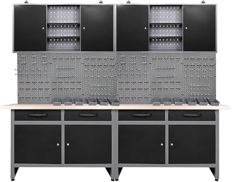 Heavy Duty Workbench Set System with Metal Work Table for Tool Storage