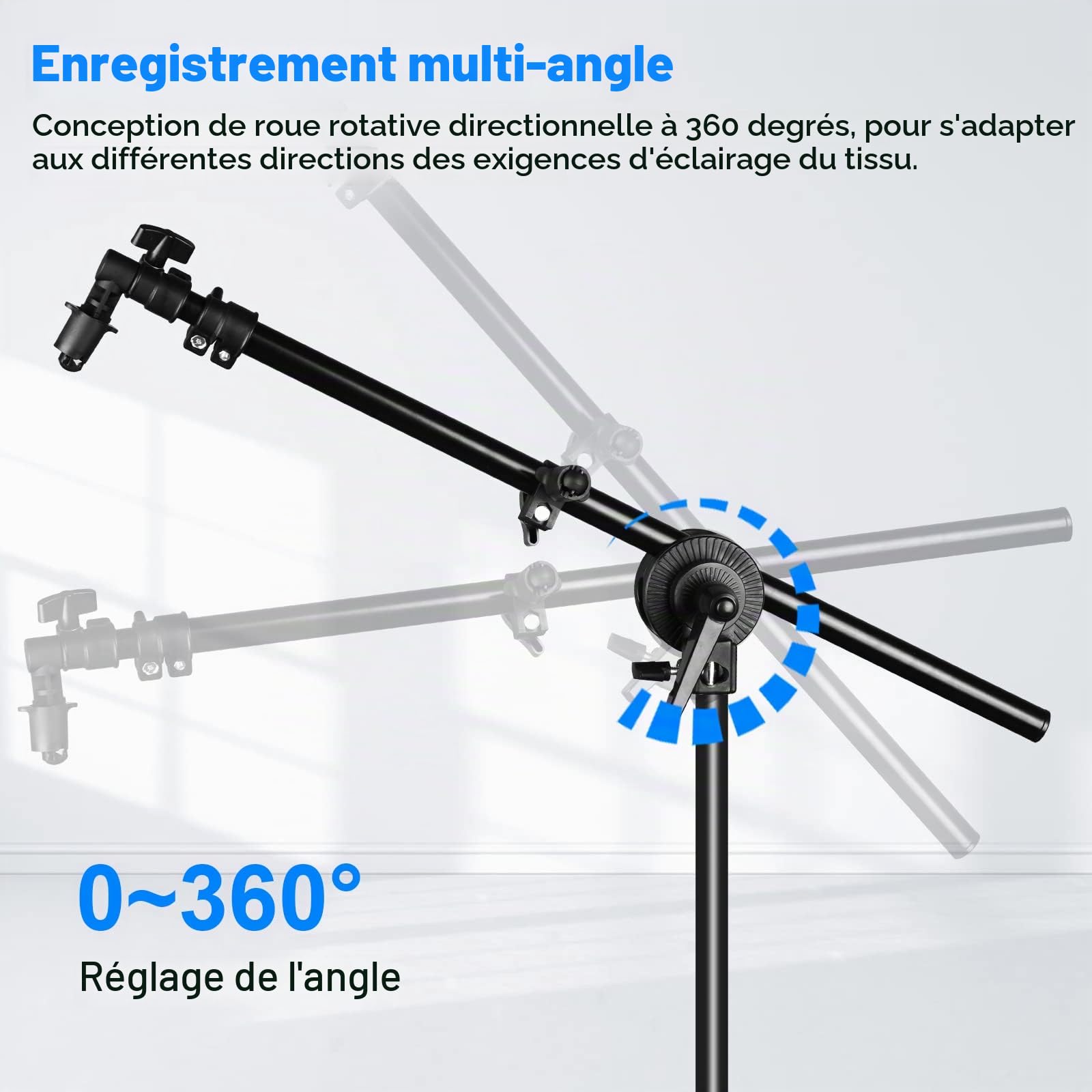 Support de réflecteur Extensible de 66 à 170 cm, Support Extensible pour réflecteur, Photographie, Support pivotant à 360 °, Barre transversale Extensible pour Studio Photo