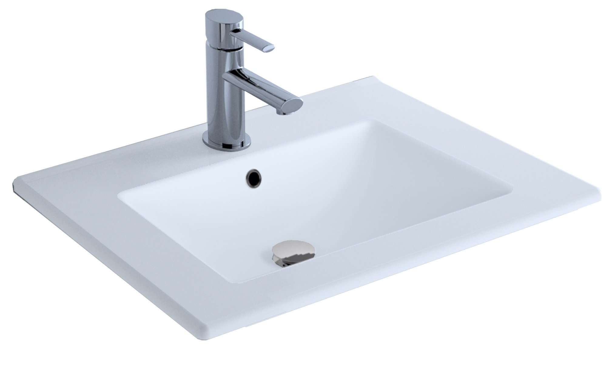 Extraplano - Lavabo cerámico (70 cm) color blanco brillo