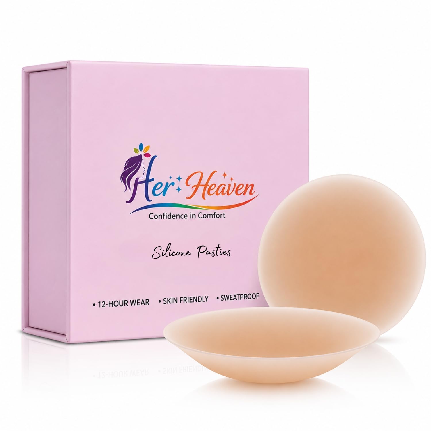Self Adhesive Silicone Nipple Cover Cups – Reusable Invisible Breast Petals, Seamless Stick-On Bra Pads for Backless, Strapless (Skin Friendly & Comfortable) Beige-image-47