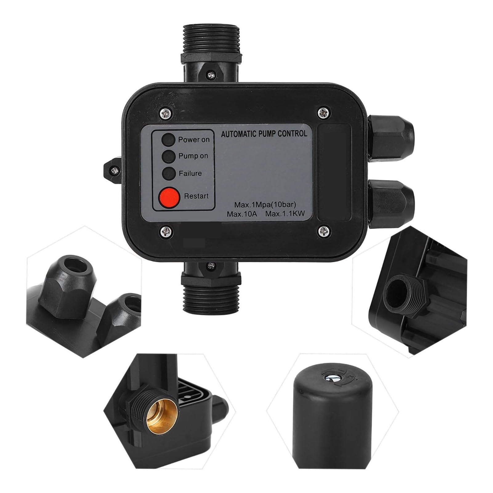 Interruptor De Presión Autocebante Negro Controlador Automático Bomba Electrónico Respuesta RáPida