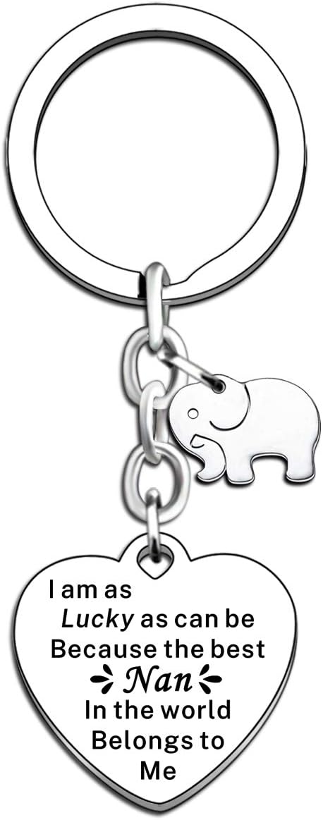 JMIMO Nan Keyring Nan Gifts from Granddaughter Grandson Grandchildren Auspicious Elephant Gifts for Nan Nanny Nana