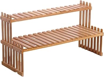 Ladfrol Flower Rack, Flower Stand, 2 Tiers, Natural Bamboo, Succulent Plants, Shelf, Flower Stand, Flower Shelf, Gardening, Bamboo Garden, Plant Hut, Potted Plant, Bonsai Shelf, Storage Shed, Veranda