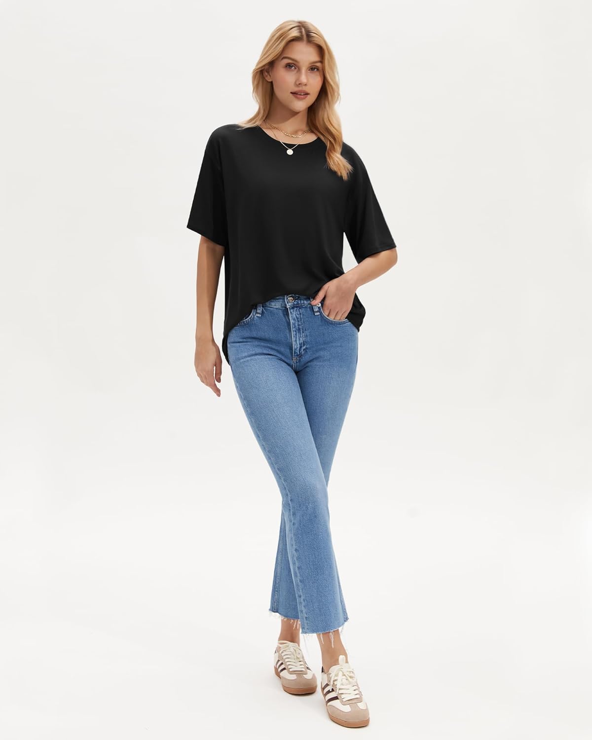 Stelle Oversized T Shirts for Women Crew Neck Short Sleeve Tops Soft Basic Tee Shirt - Image 4