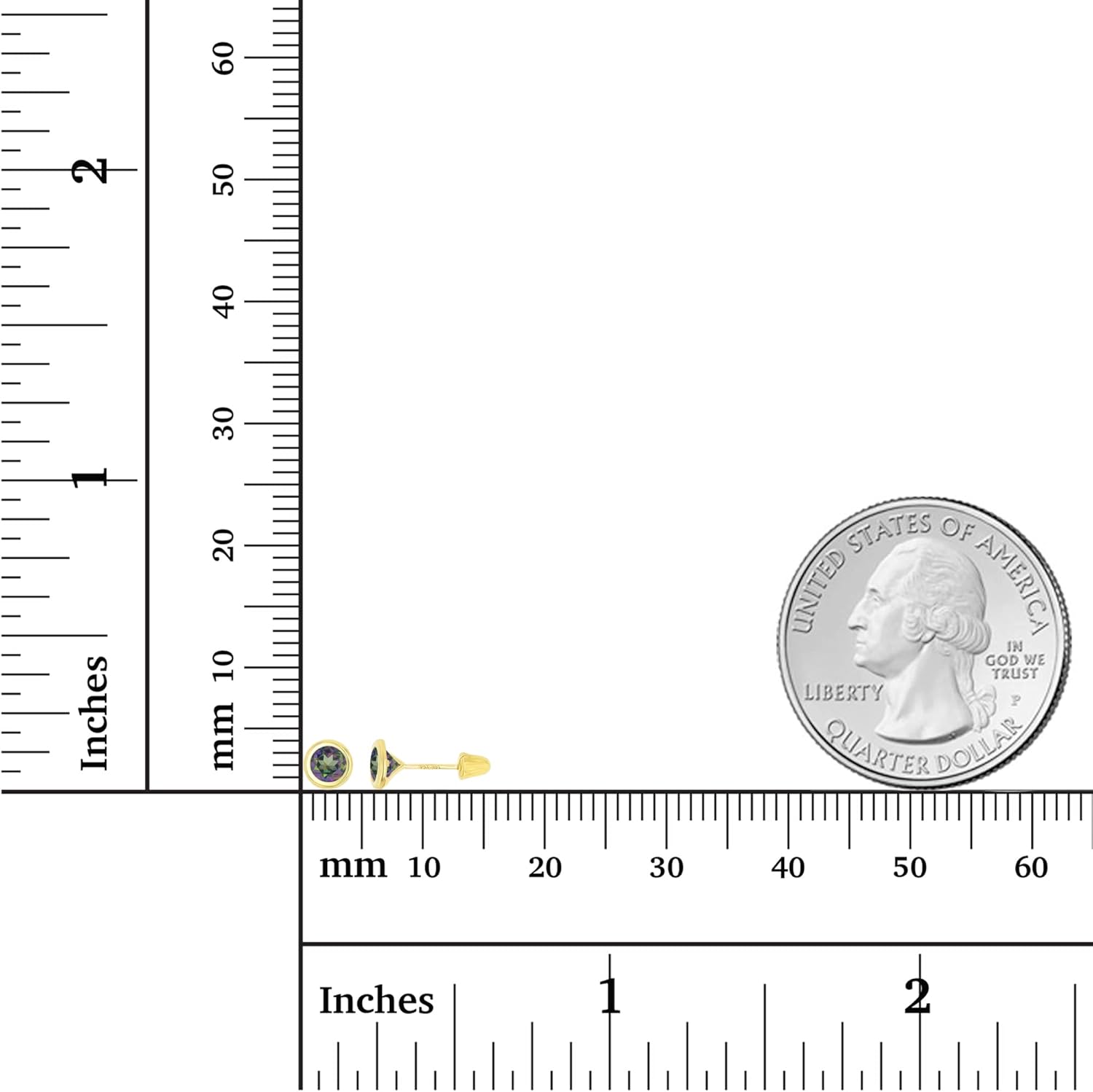 Solid 14K Gold Hypoallergenic 4mm Round Solitaire Genuine Birthstone Bezel Screw Back Stud Earrings - Image 4