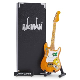 Jerry Garcia Réplique de guitare miniature – Cadeaux musicaux – Ornement fait à la main – Boîte de présentation, étiquette de nom et support de guitare miniature inclus - Les Beatles, Paul McCartney, John Lennon, RIngo Starr, George Harrison