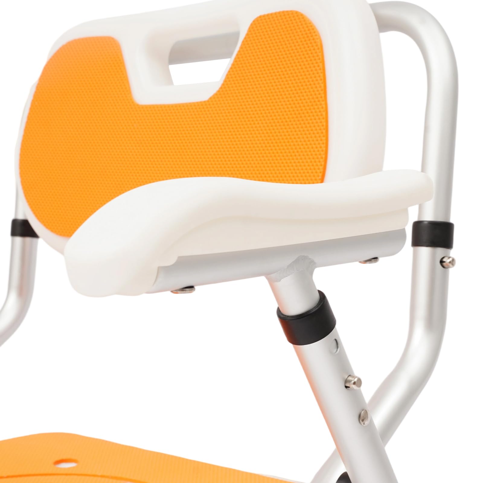 Silla de ducha plegable para personas mayores, asiento de ducha regulable en altura, capacidad de carga de 150 kg, silla de baño con reposabrazos y respaldo, color naranja
