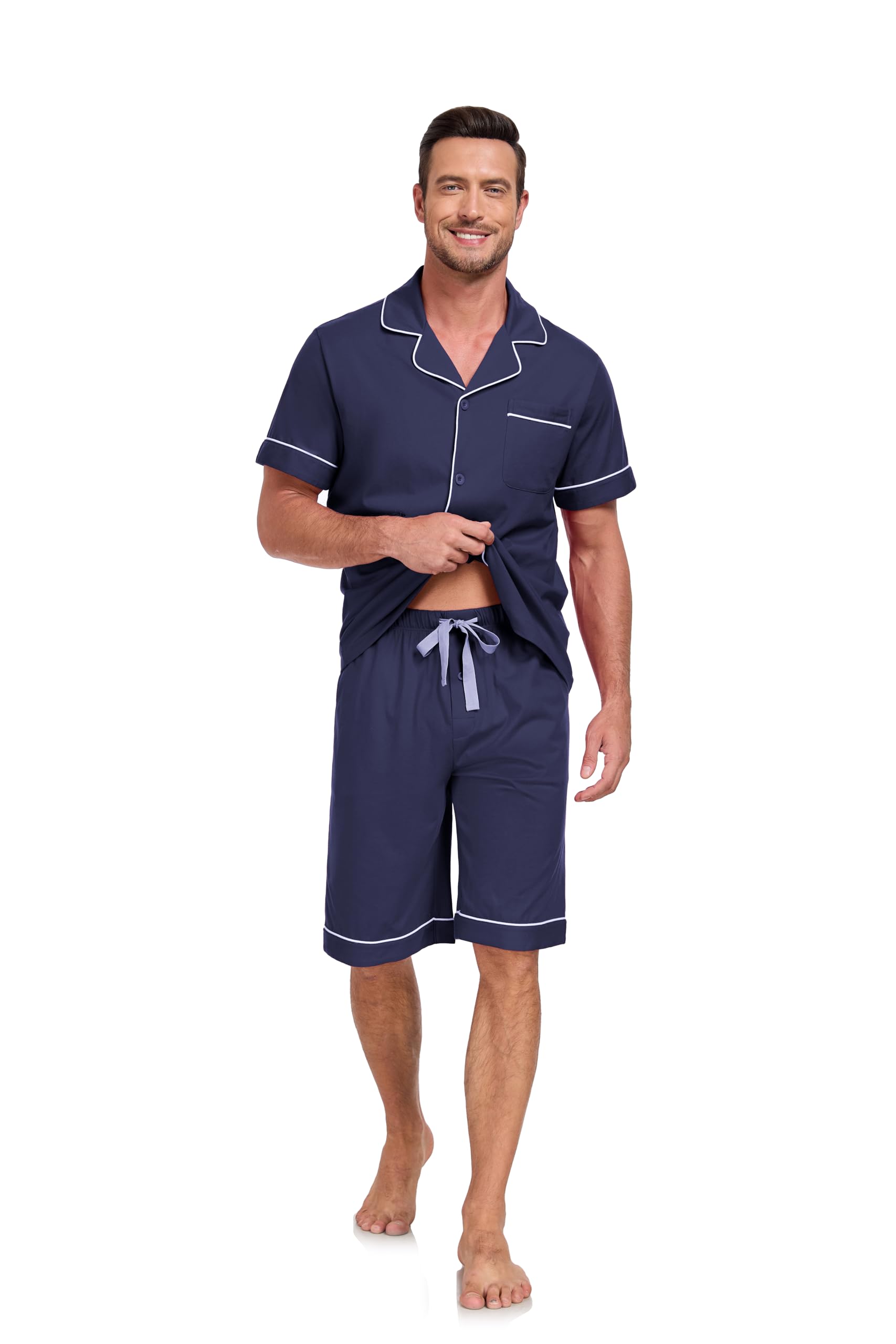 EA'S SECRET Herren-Pyjama-Set aus 100% Baumwolle, kurzärmeli