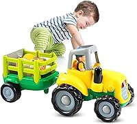 Vista 1 de Juguetes de tractor, juegos de tractor, adecuados para niños pequeños, vehículos de granja con efectos de luz y sonido, vienen con un conductor