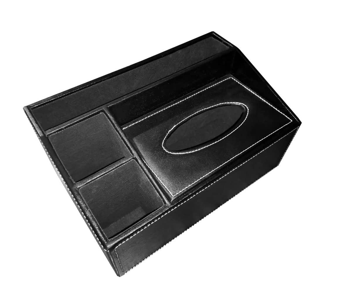 Boîte multifonctionnelle tissu en cuir avec 4 grilles de stockage de bureau