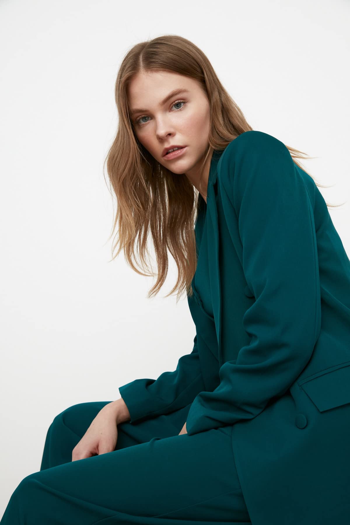 Trendyol Black Button Detailed Jacket Trendyol Giacca Nera con Bottoni, Nero, Donna