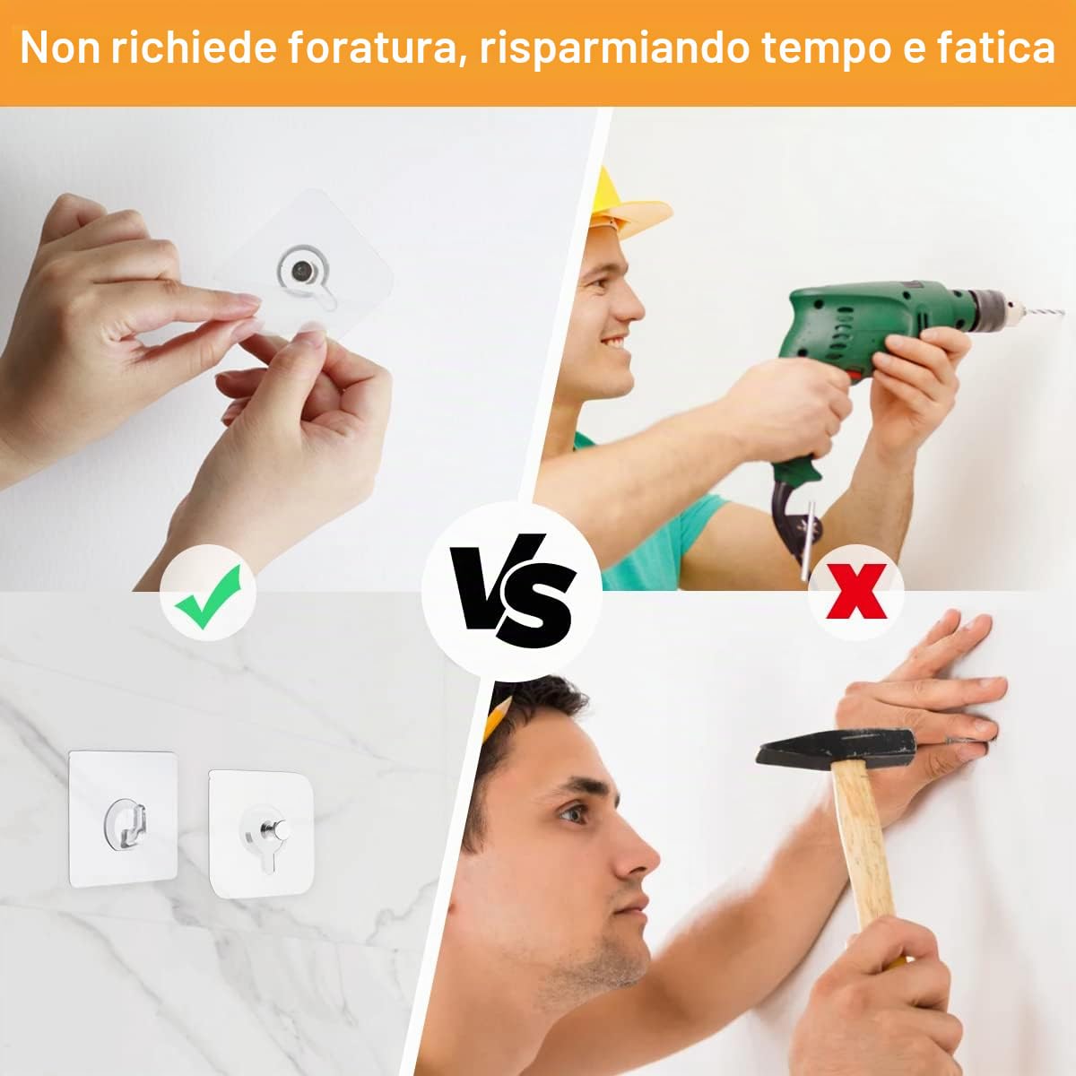Ganci autoadesivi trasparenti 30 pezzi carico massimo 5 kg per quadri poster foto