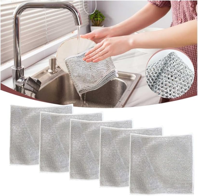 Kreypo - Paño de limpieza de alambre de acero, limpieza eléctrica Zyluxa, paño multifuncional de alambre antiarañazos, trapos multiusos para lavar