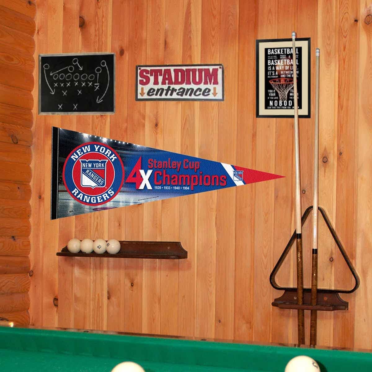 New York Rangers 4 Time Cup Champions Pennant Banner Flag - Image 2
