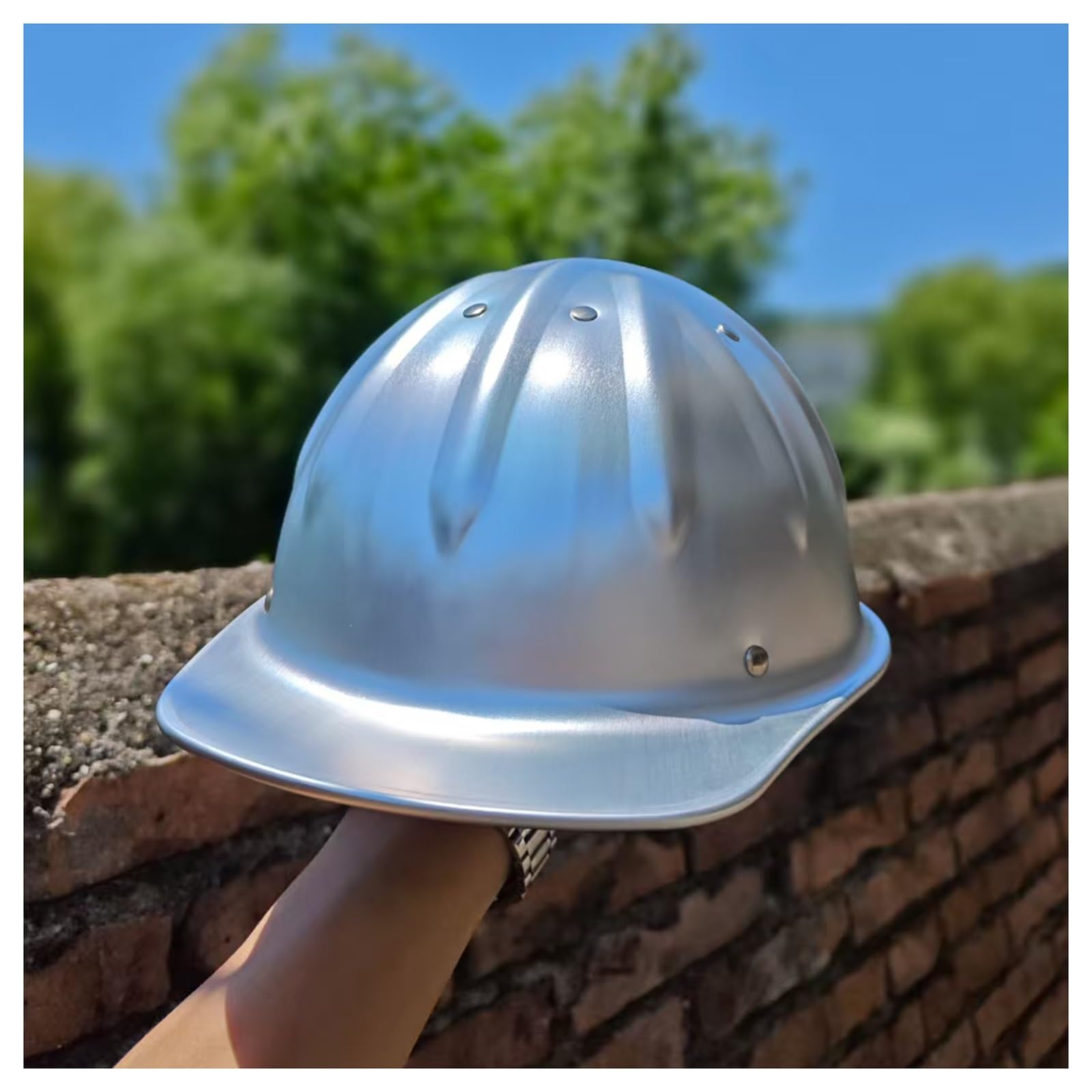 Casco de Seguridad de Aluminio Cascos de Construcción para La Construcción Metálica y Minera Ligero y Disipador Del Calor Forro de Fijación de 4 Puntos Desmontable Mecanismo Ajustable 3 Colores Dispon