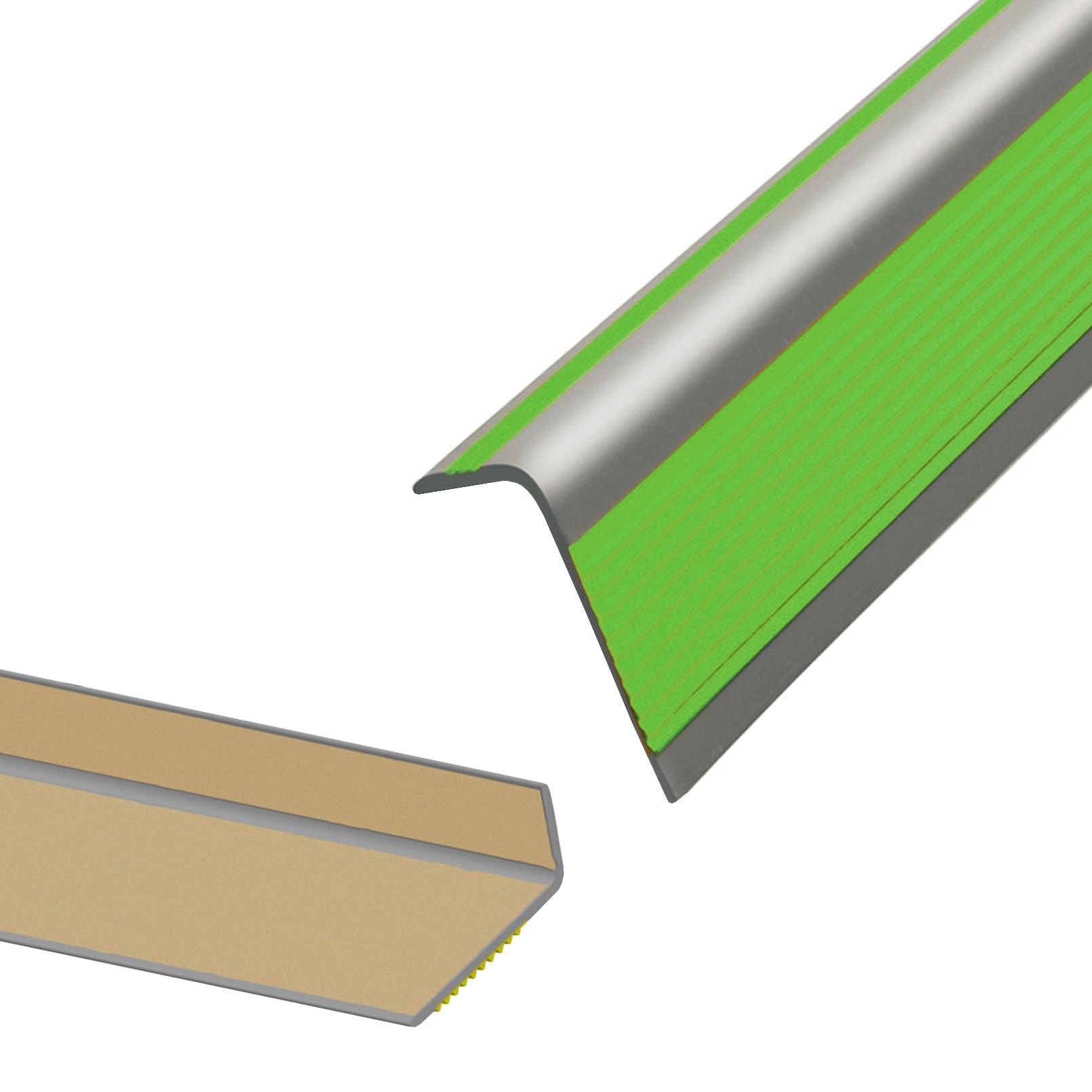 Perfil de Borde de Escalera Tira Antideslizante Tira, Perfil de Escalera de Plástico PVC Autoadhesivo, Ancho 1,4 × 2,7in, Para Peldaños de Interior Y Exterior, Tiras Antideslizantes Para Peldaños(Gray