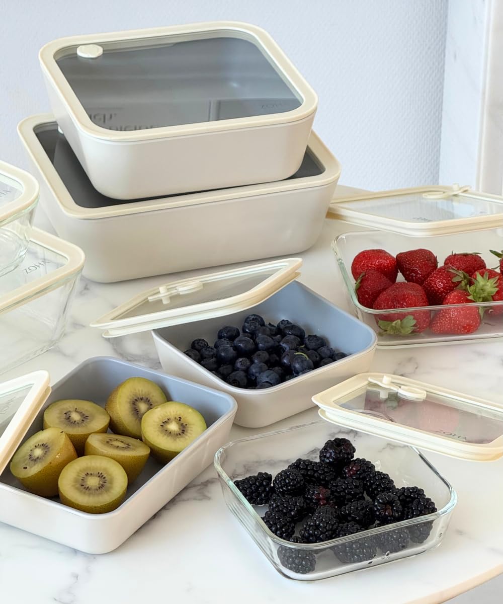 Zoha Frischhaltedosen Glas Set 3-teilig – Vorratsdosen Glas mit Deckel BPA-frei – luftdichtes Frischhaltedosen Set – mikrowellengeeignet & ofenfest – Glasbehälter für Meal Prep & Aufbewahrung