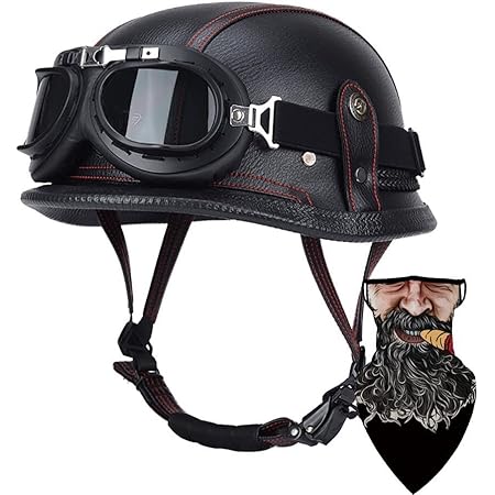 Vintage Motorrad Halbhelm - DOT/ECE Zertifiziert Mit Sonnenbrille