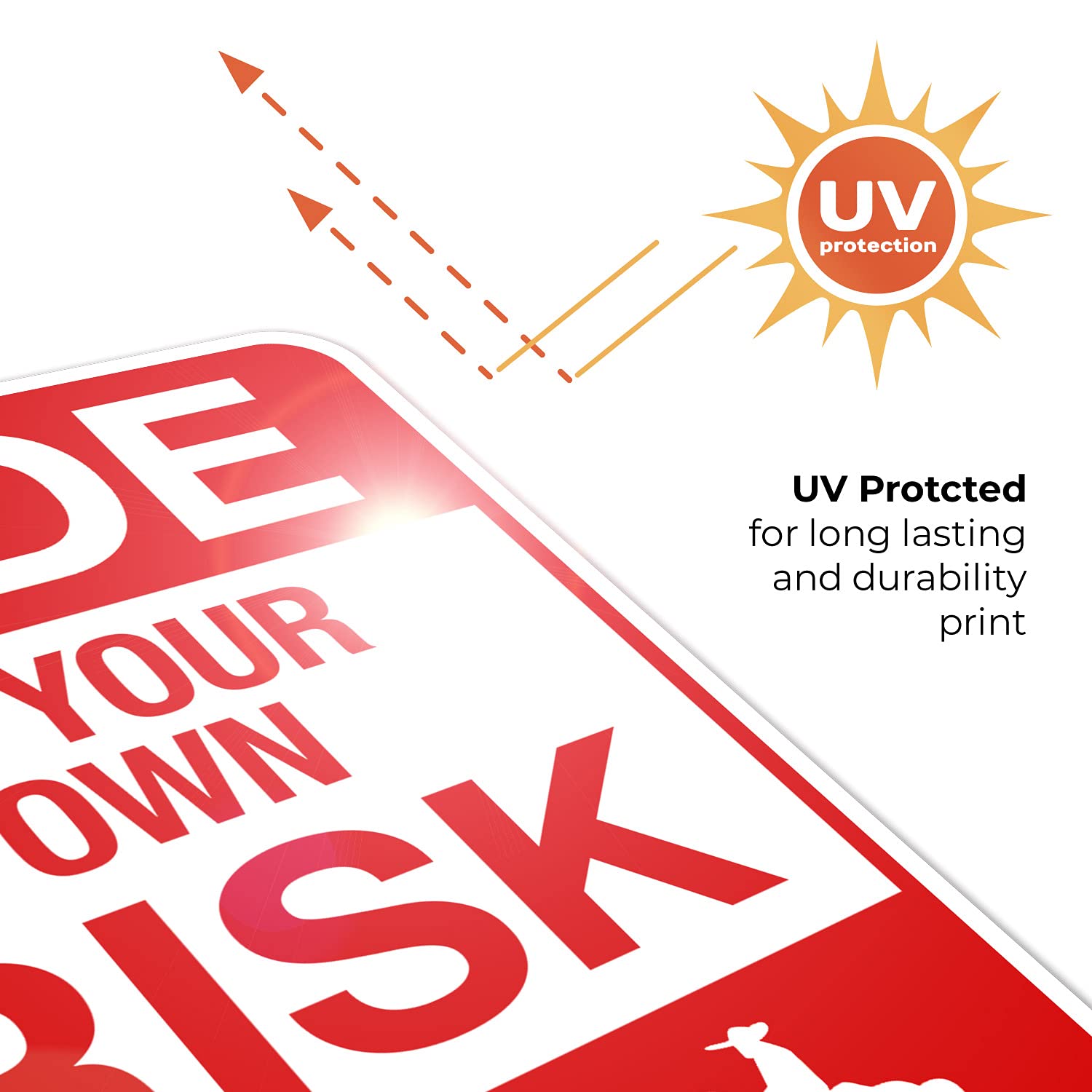Ride at Your Own Risk Sign, 18x24 Inches, 55 mil Thick HDPS (high Density polystyrene), Made in USA