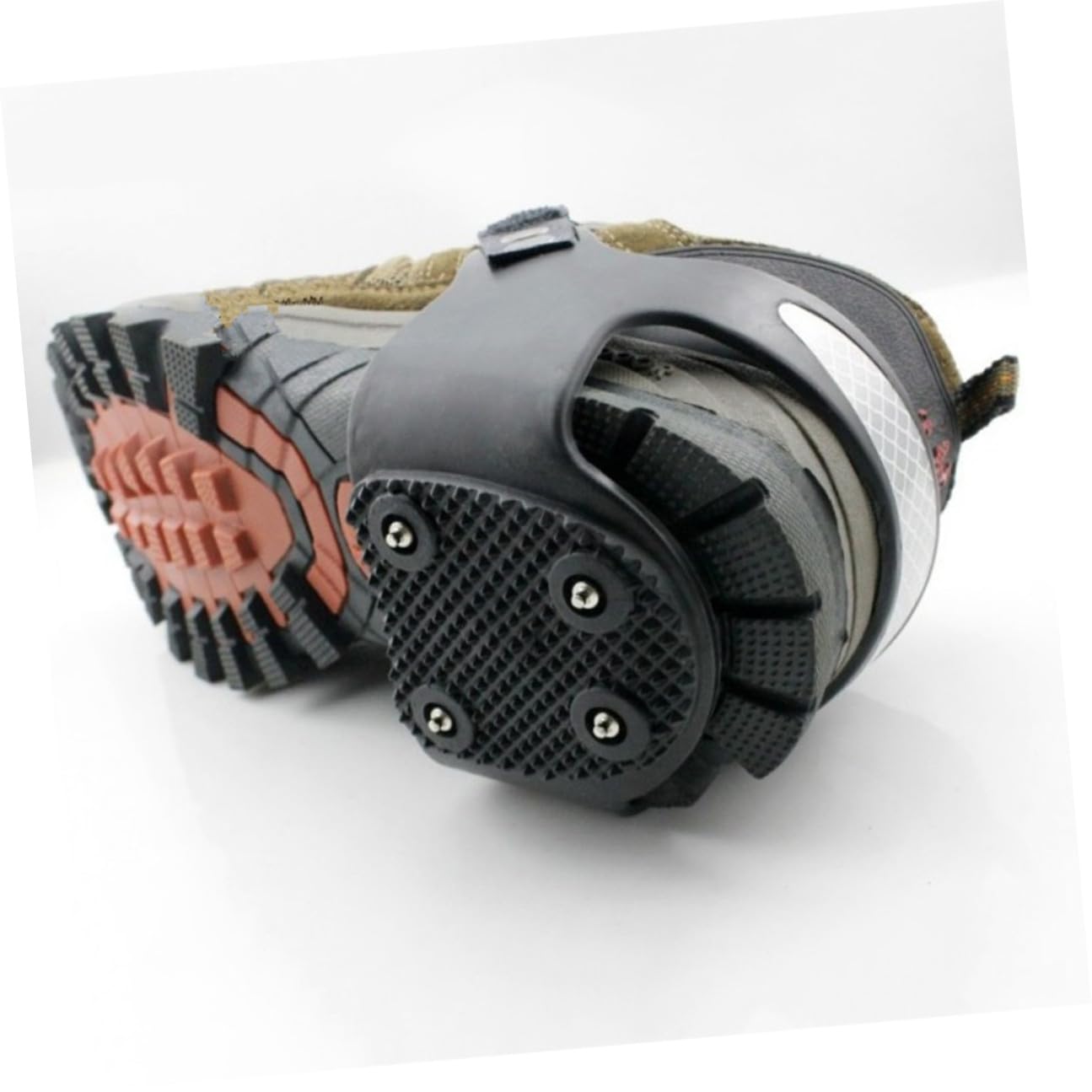1 Paio Ramponi Ghiaccio 5 Denti Punte Silicone Impugnature Neve Stivali Scarpe Riflettente Protezione Jogging Arrampicata