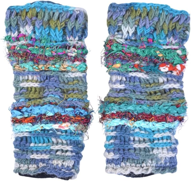 THE COLLECTION ROYAL Fingerless Hand Knitted Cozy Woolen Fingerless Mitten Gloves Handwarmer - Image 8