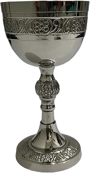 Vintage Brass Chalice Goblet Medieval Theme Queen Chalice Cup Nickel Finish