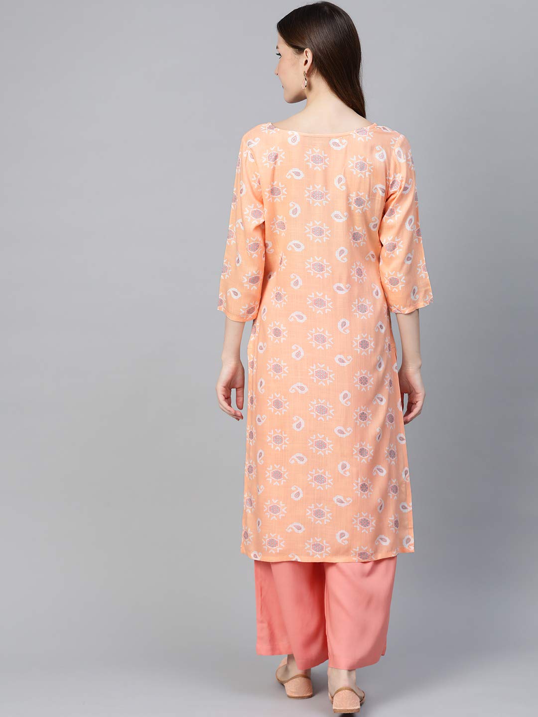Idalia Peach Kurta With A Pair Of Palazzo