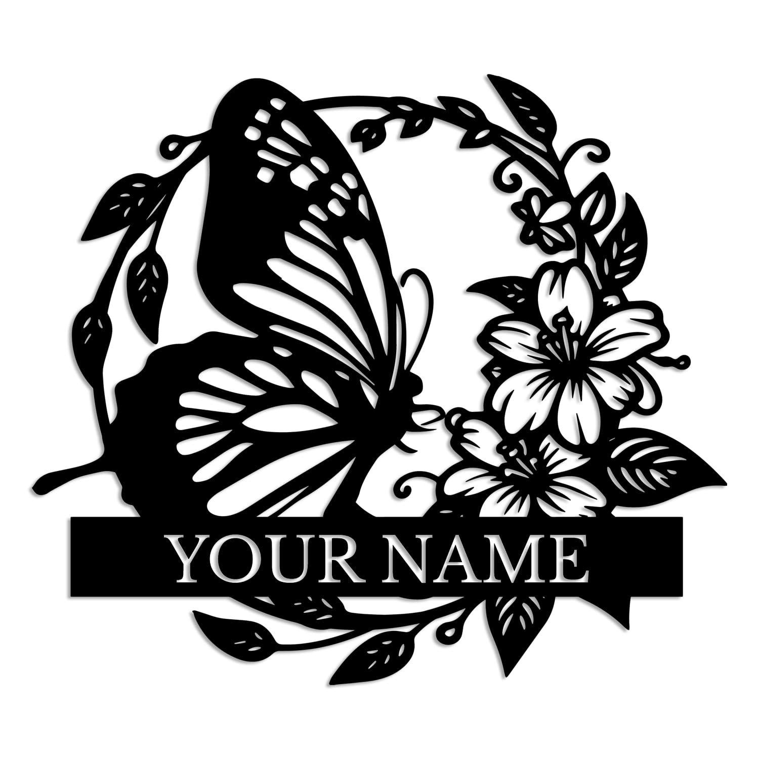 Kissesuu Women's Butterfly F Personalized Butterfly Metal Sign,Custom Wildflower Butterfly Metal Wall Art,Custom Butterfly Name Sign, Mothers Day Gift,Floral Butterfly Wall Decor,Gift For Her,Hanging Garden Sign (Butterfly F)