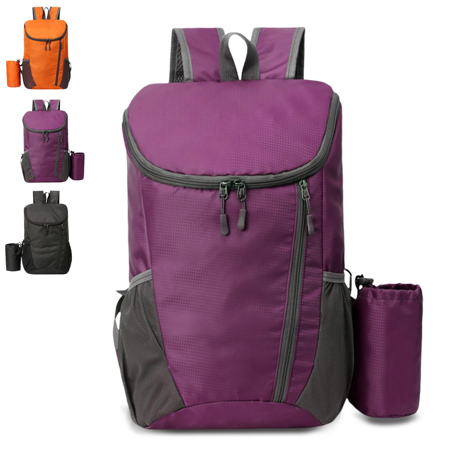 GUZHAIREN Foldable Lightweight Travel Backpack, 30L Packable Waterproof Rucksack for Men and Women, Durable Daypack for Hiking, Outdoor Adventures Travelling Camping Biking Walking, Purple โ image 1