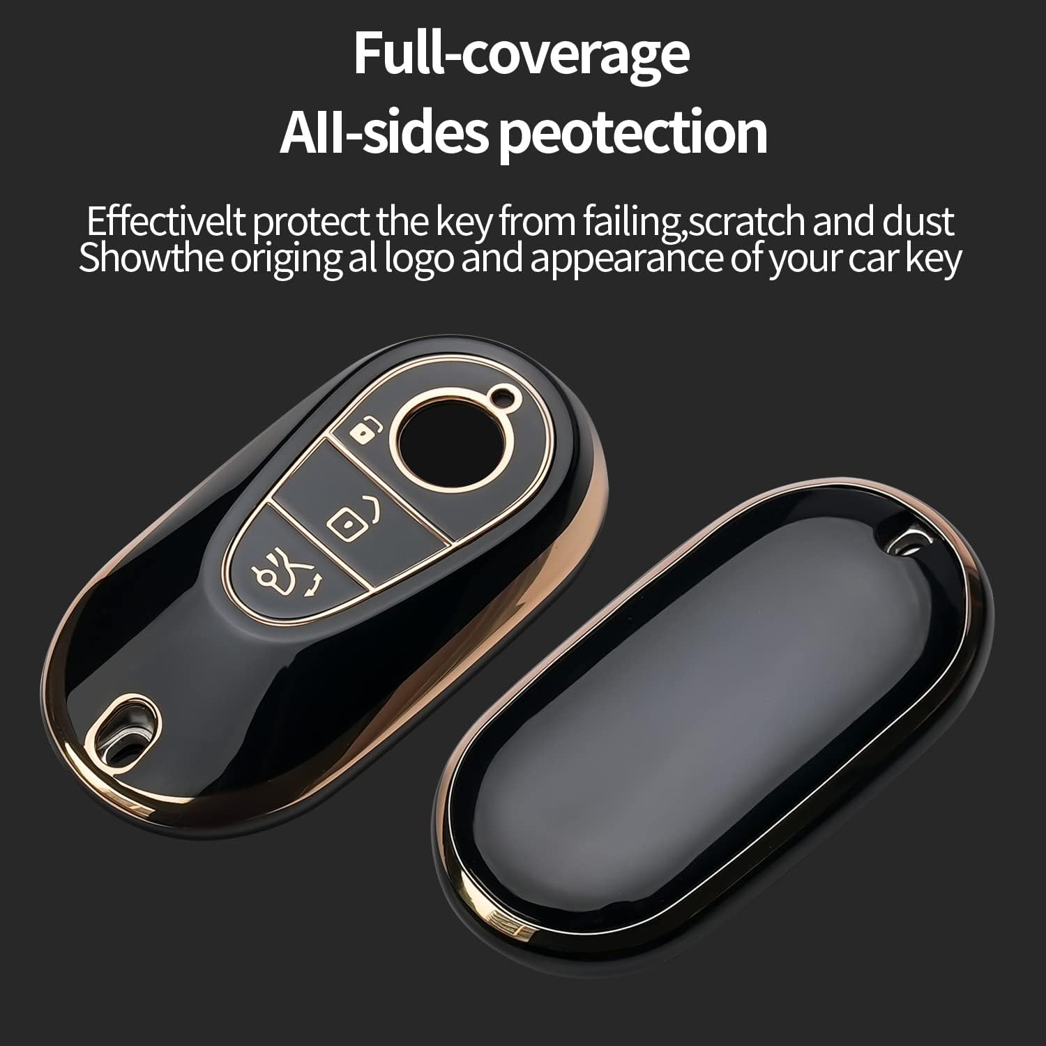 for Mercedes Benz Key Fob Cover Keychain Fit for,2020-2025 Mercedes Benz S-Class G-Class E-Class,Smart Key Shell Case (Black) - Image 2