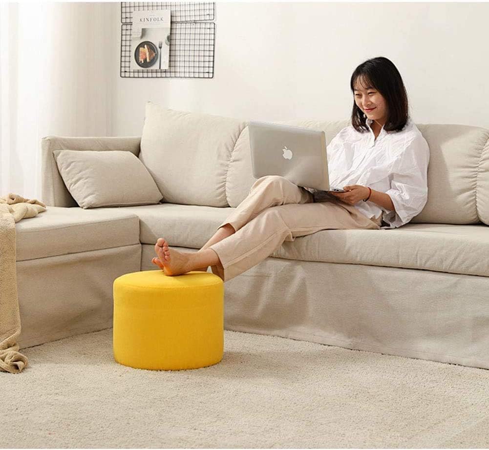 DASHADAO Foot Stool Round Pouf Ottomans,Solid Color Comfortable,Creative Footrest Stool Bean Bag Floor Chair with Removable Cover(Color:C,Size:27x34cm(11x13inch))