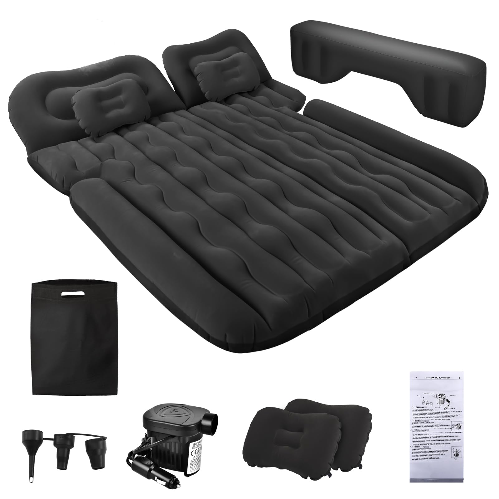 FORMIZON SUV Aufblasbare Matratze, 180 * 140cm Auto Luftmatratze, Aufblasbare Matratze Kofferraum mit Luftpumpe und 2 Kissen, Tragbare Doppelseitige Dickere Auto Bett für Reisen Camping Outdoor