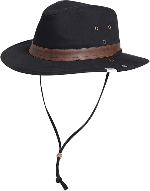 Comhats UPF 50 Cotton Safari Fedora Aussie Hat Men, Womens UV Protection Sun Hat for Fishing Hiking Walking, Summer Bush Hat, Wide Brim Travel Adventurer Hat, Adjustable Chin Strap