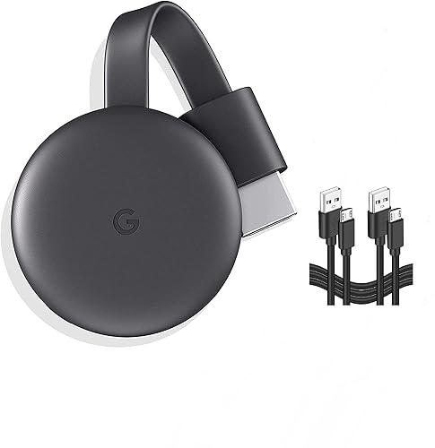 Google Chromecast - Dispositivo de streaming con cable HDMI - Transmite programas, música, fotos y deportes desde tu teléfono a tu televisor con cable adicional - Charcoal