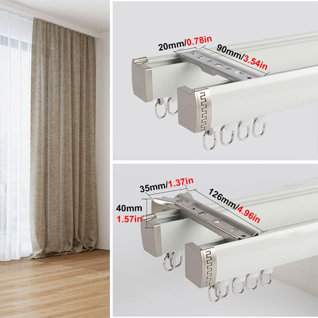 Binario Per Tende A Soffitto 70-600cm - Doppio Strato Per Divisori, Bianco O Champagne