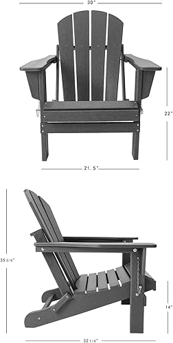 Miniatura 3 de WestinTrends Silla Adirondack para exteriores, silla de plástico para hoguera, silla plegable resistente a la intemperie, para terraza, jardín,