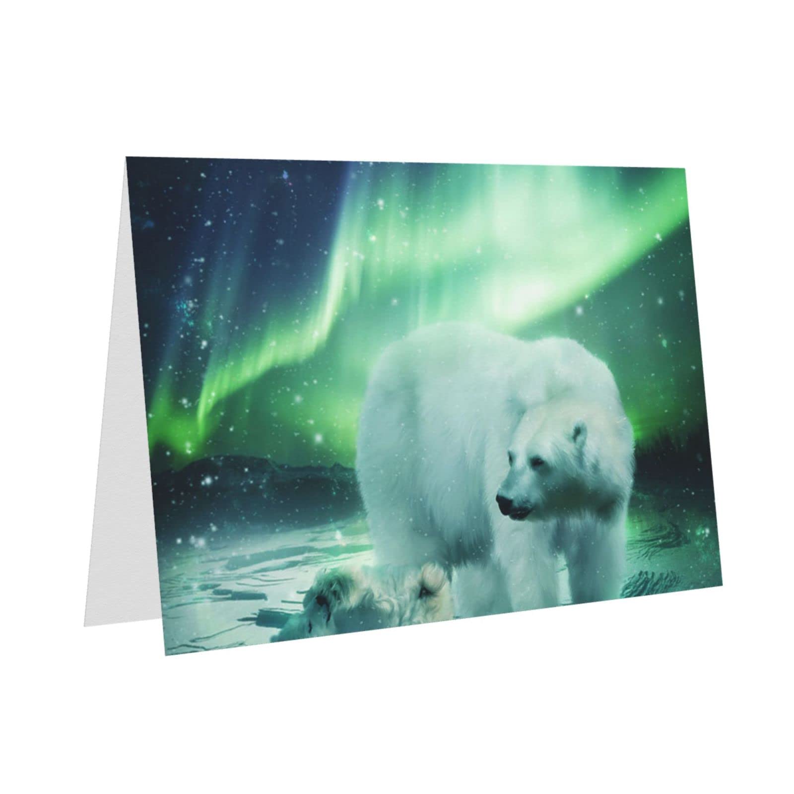 Carte De Voeux Joyeux Noël Avec Ours Polaire Et Beau Paysage D'hiver