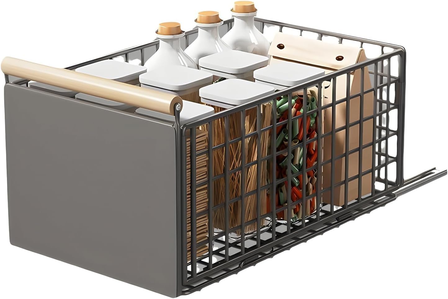 拡張可能なアンダーカウンター収納ラックキッチンキャビネット用拡張可能な引き出しシステム調味料家庭用品の整理省スペースパントリー収納