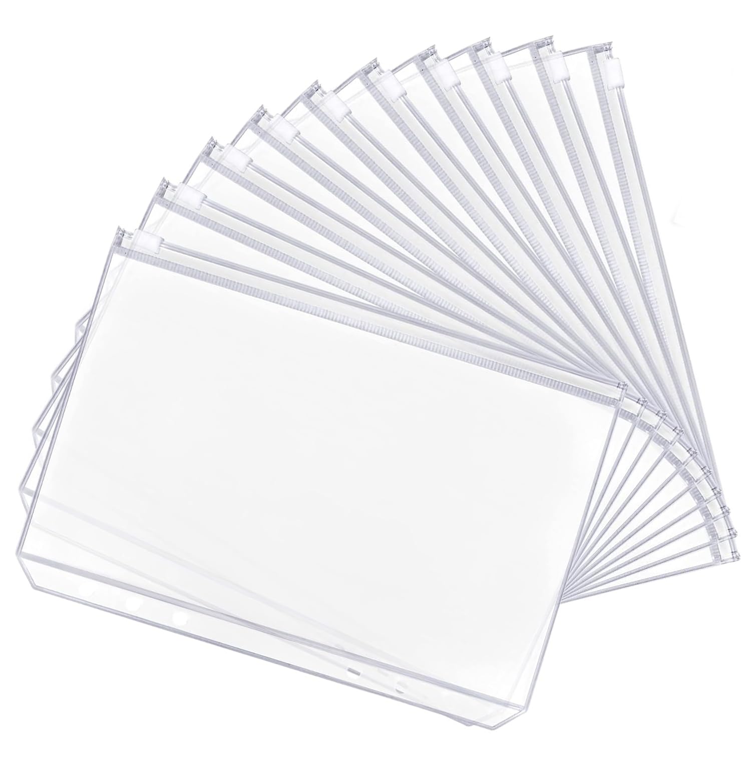 A6 Zipper Binder Punched Pockets,20 PCS PVC Plastic Budget Binder Pockets 6 Holes Ring Binders Document Organizer Bill Folder Money Cash Envelope Punch Wallet Organiser for Home Office Stationery