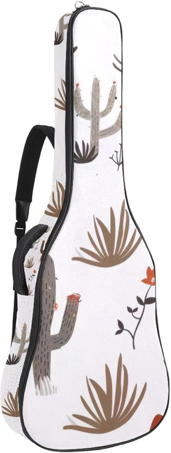 Acoustic Guitar Gig Bag 1 cm Thick Padding, Waterproof Electric Guitar Bag 40-42 Inch Guitar Case Backpack with Dual Shoulder Strap, Western Themed Boho Seamless Pattern
