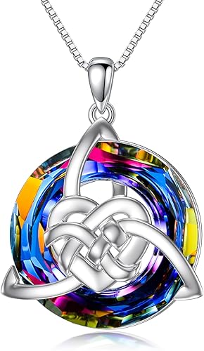 WINNICACA Celtic Knot Necklace 925 Sterling Silver Celtic Pendant Necklace Volca