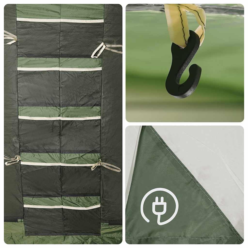 Tienda de campaña familiar tipo túnel, verde, impermeable, de poliéster 185T con revestimiento de poliuretano, 430 x 314 x, ligera tienda de campaña con cabinas