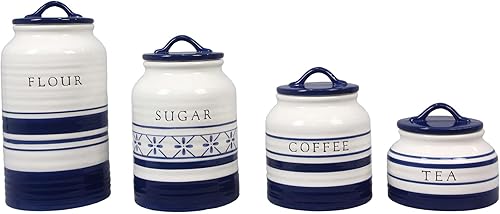 Miniatura 1 de Young's - Juego de 4 recipientes de cerámica azul y blanco con estampado